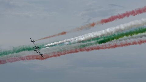 Aircraft Performing Tricolor Aerobatic Display