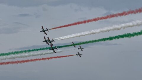 Aircraft Performing Tricolor Flyover