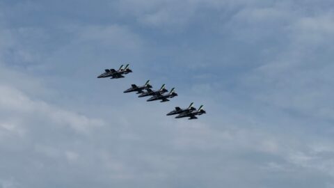 Aircraft Squadron in Tight Formation