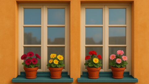Colorful Flowers on a Sunny Windowsill