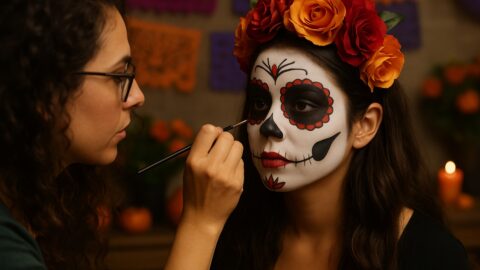Day of the Dead Face Painting Preparation