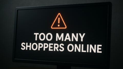 Too Many Shoppers Online Warning on Screen
