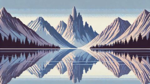 Pixel Peaks Reflected in Still Water