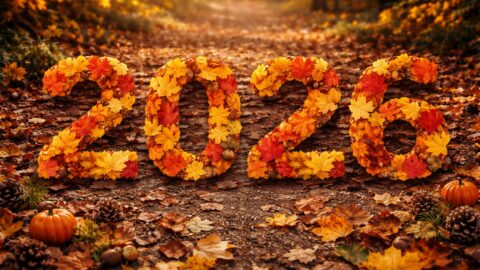 2026 Formed from Autumn Leaves on a Forest Path