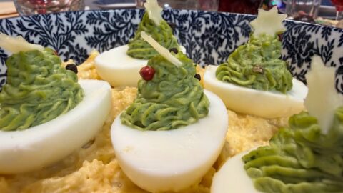 Festive Egg Salad With Decorative Green Topping