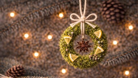 Moss Wreath Ornament with Citrus and Star Anise