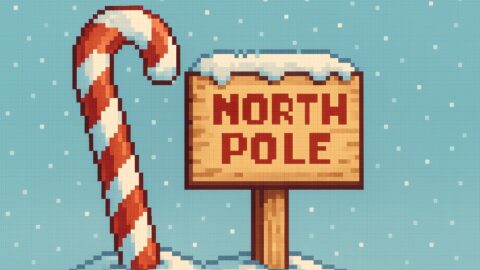 Pixel Art North Pole Sign