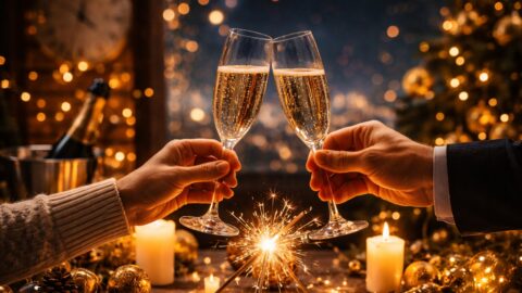 Champagne Toast with Sparklers and Candlelight