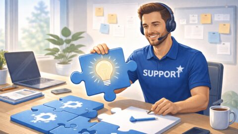 Customer Support Agent Solving Problems with Puzzle Pieces
