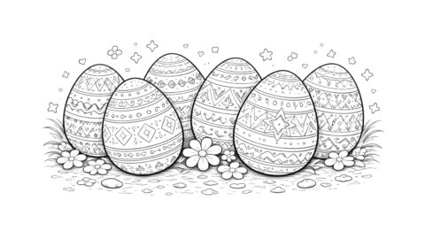 Decorated Easter Eggs Coloring Pages for Kids