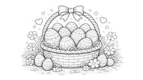Easter Egg Basket Coloring Pages for Kids