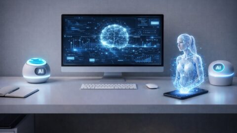 AI Workspace With Holographic Assistant