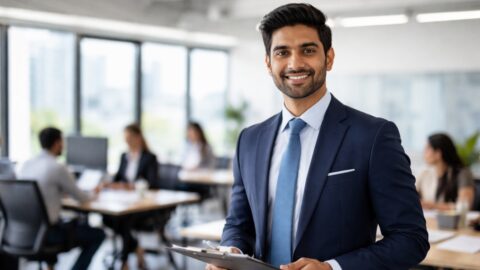 Confident Business Leader in Modern Office