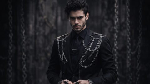 Man in Black Suit with Silver Chains