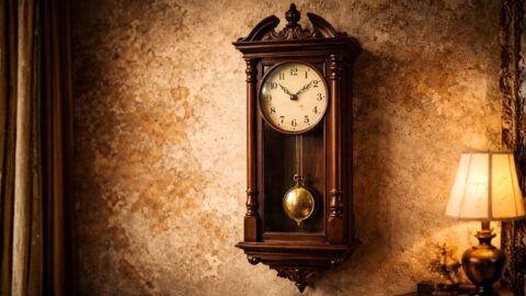 Antique Wall Clock in Warm Vintage Interior