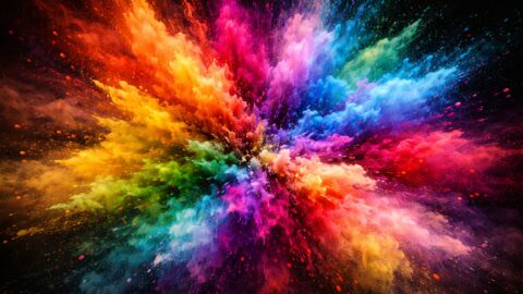 Color Powder Explosion On Black Background