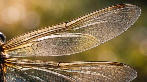 Dragonfly Wings Close Up with Fine Vein Detail