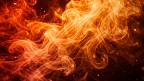 Fiery Orange Smoke On Dark Background