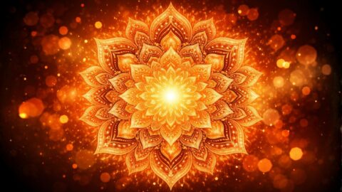 Glowing Orange Mandala With Radiant Center