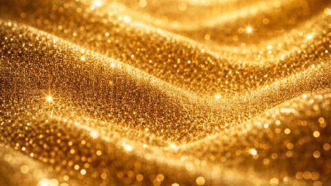 Golden Glitter Waves With Sparkling Light