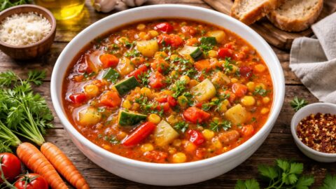Hearty Vegetable Soup with Fresh Herbs