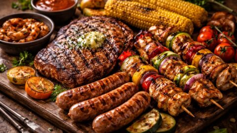 Mixed Grill Platter with Steak and Skewers