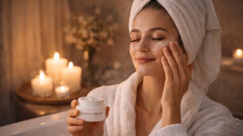 Night Skincare Routine with Candlelight Relaxation