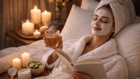 Relaxing Evening Skincare Routine in Bed