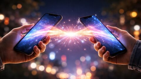 Smartphones Sharing Light Connection in Night