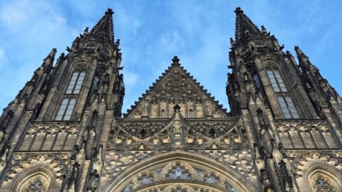 St Vitus Cathedral Gothic Facade in Prague