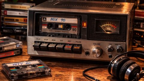 Vintage Cassette Recorder with Headphones