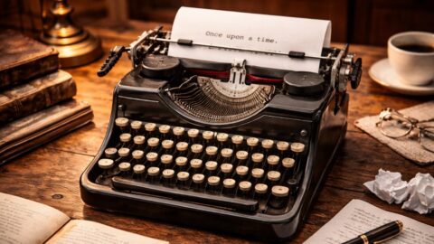 Vintage Typewriter on Writer Desk