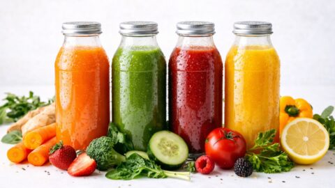 Colorful Cold Pressed Juice Bottles