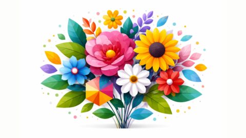 Colorful Floral Illustration with Bright Garden Blooms