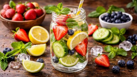 Fruit Infused Water with Mint