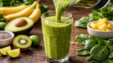 Green Smoothie with Fresh Fruit