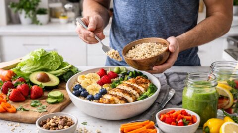 Healthy Meal Prep in Modern Kitchen
