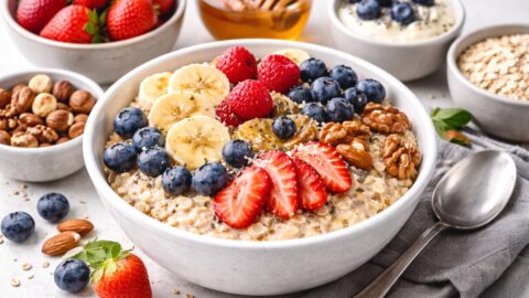 Healthy Oatmeal Bowl with Fresh Berries