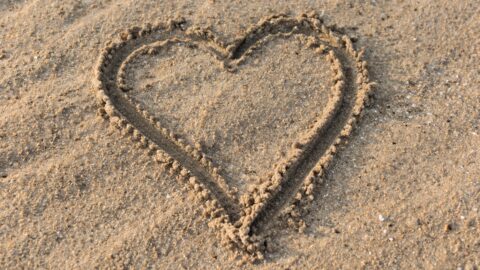 Heart Shape Drawn in Sand
