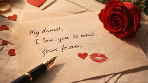 Love Letter with Red Rose