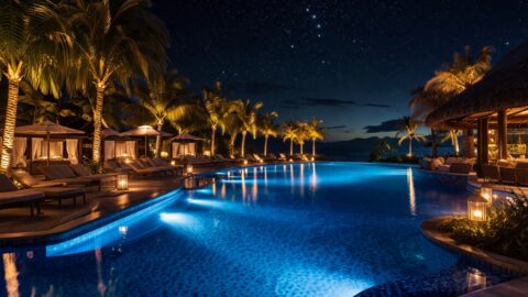 Luxury Resort Pool Under Starry Sky