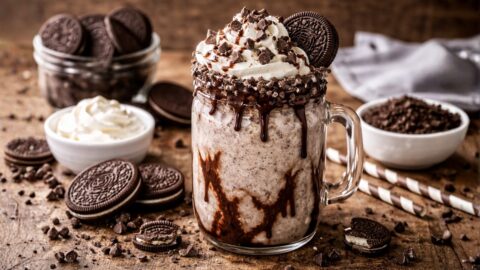 Oreo Milkshake With Chocolate Drizzle