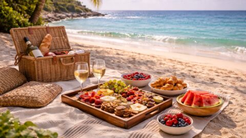 Tropical Beach Picnic by the Sea